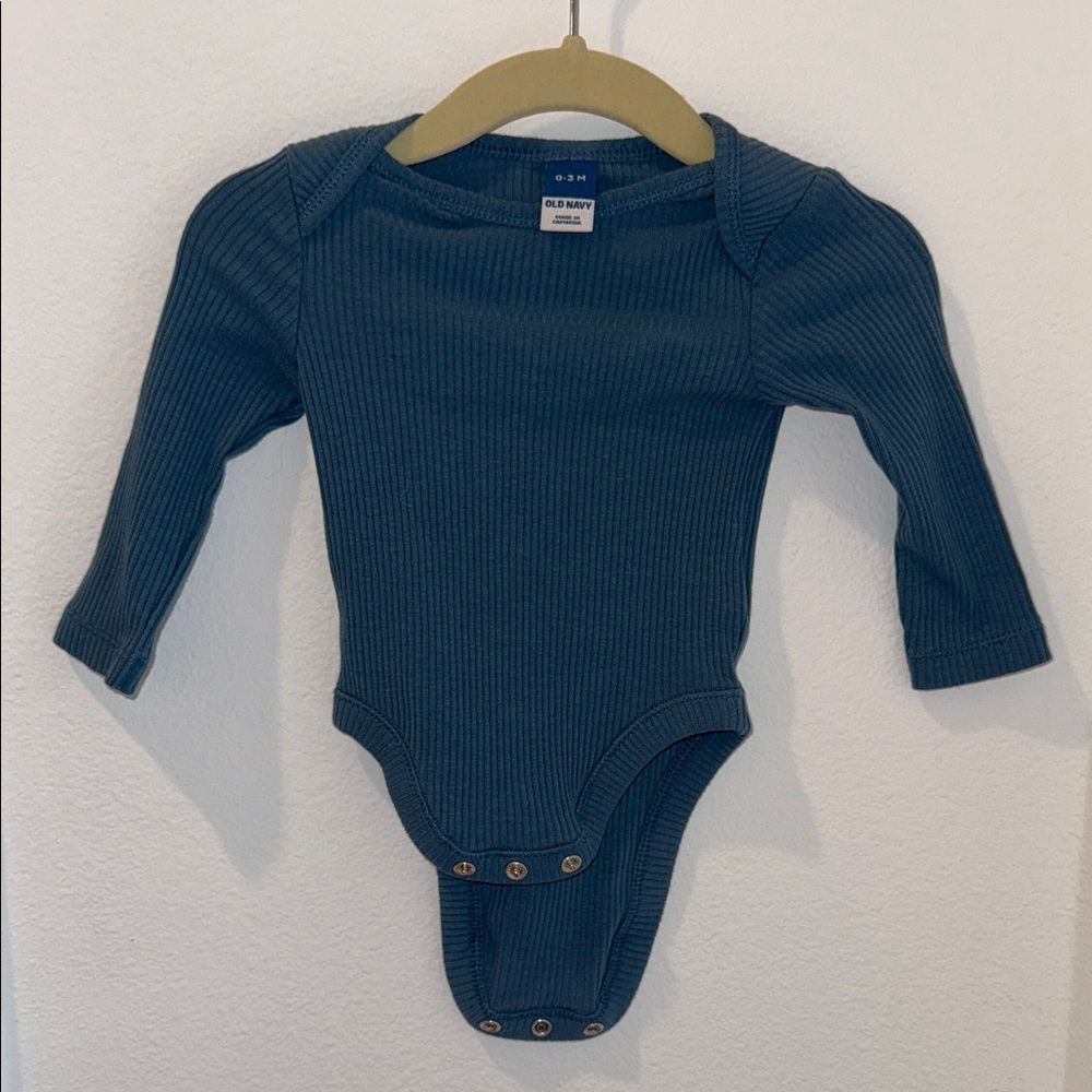 Old Navy Ribbed Teal Long Sleeve Bodysuit